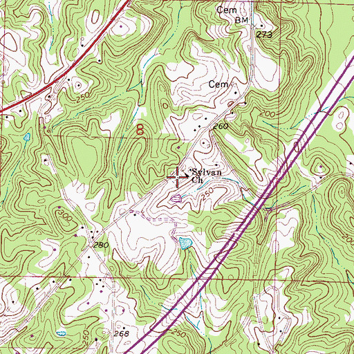 Topographic Map of Sylvan Cemetery, AL