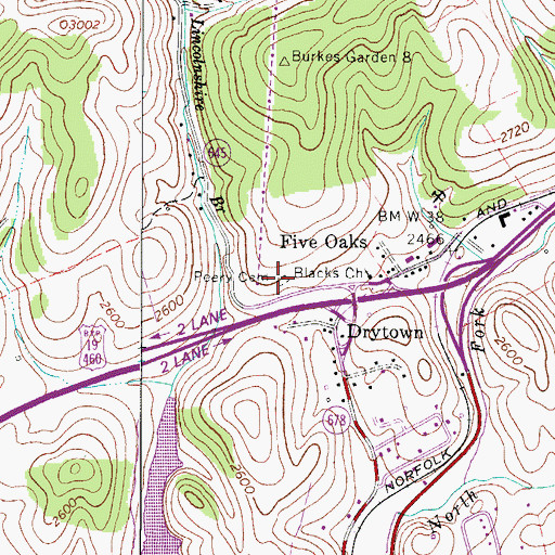 Topographic Map of Peery Cemetery, VA