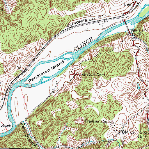 Topographic Map of Pendleton Cemetery, VA