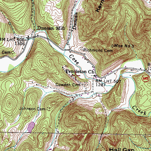 Topographic Map of Pendleton Church, VA