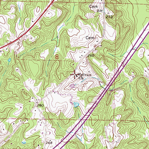 Topographic Map of Sylvan School (historical), AL