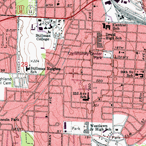 Topographic Map of Tabernacle Baptist Church, AL