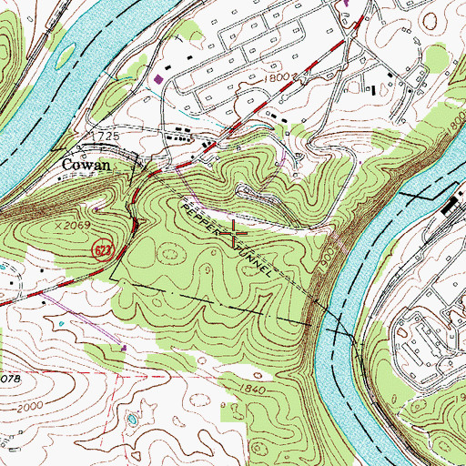 Topographic Map of Pepper Tunnel, VA