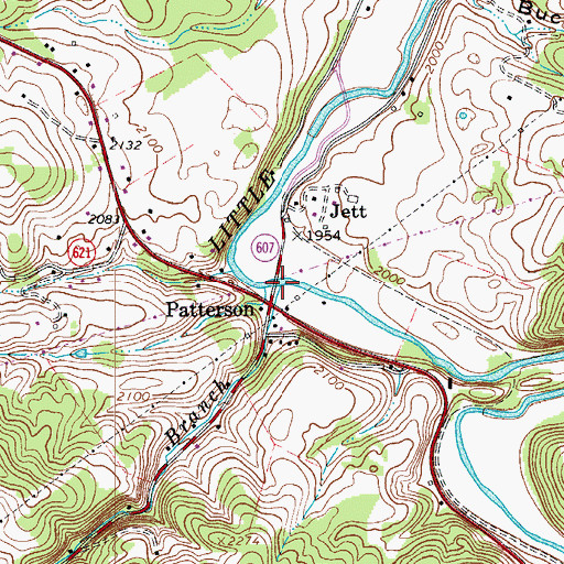 Topographic Map of Periwinkle Branch, VA