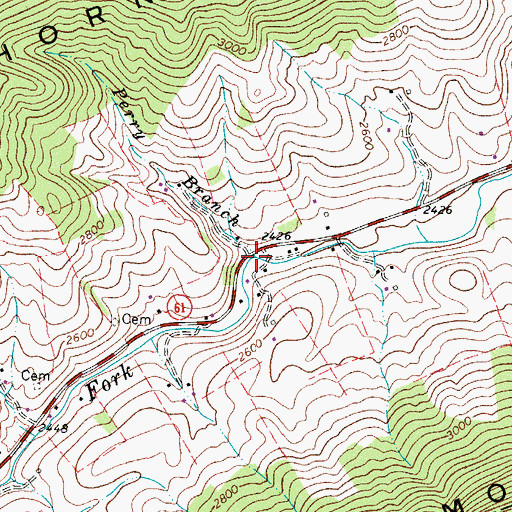 Topographic Map of Perry Branch, VA