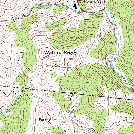 Topographic Map of Perry Cemetery, VA