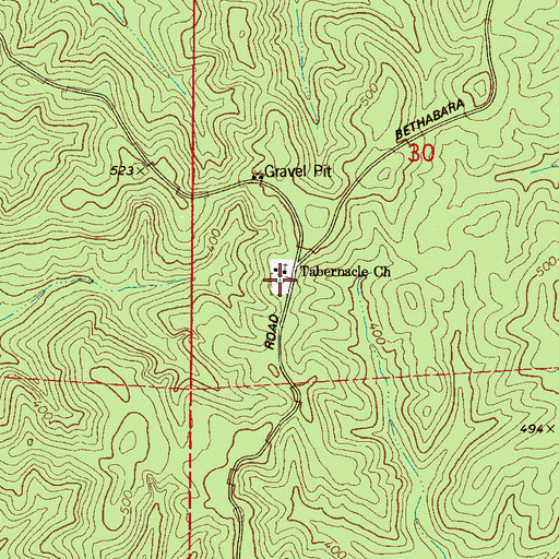 Topographic Map of Tabernacle Cemetery, AL