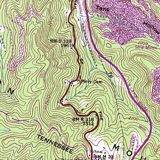 Topographic Map of Perry Cemetery, VA