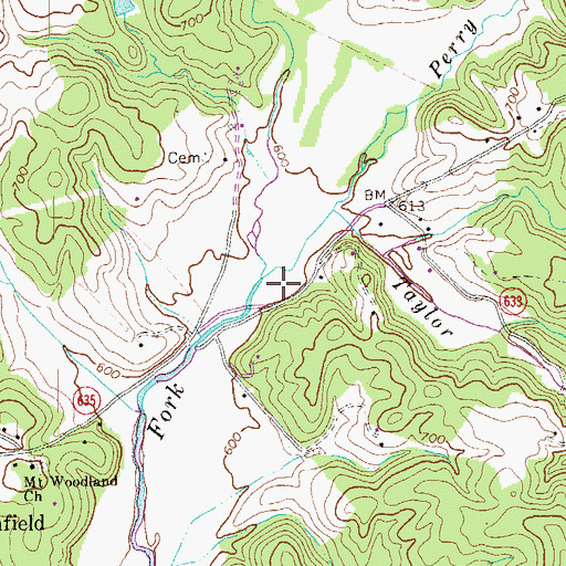 Topographic Map of Perry Creek, VA