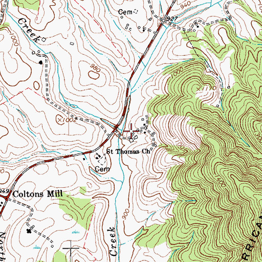 Topographic Map of Persimmon Creek, VA