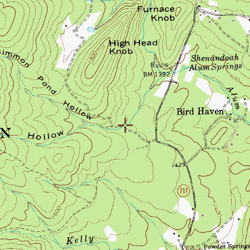 Topographic Map of Persimmon Pond Hollow, VA