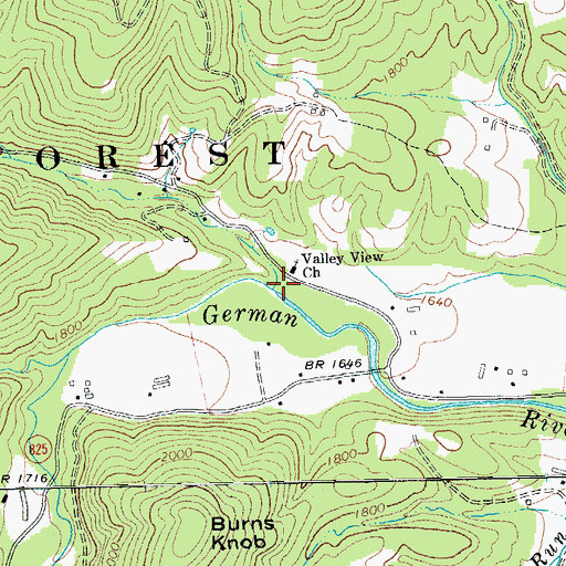 Topographic Map of Persimmon Run, VA