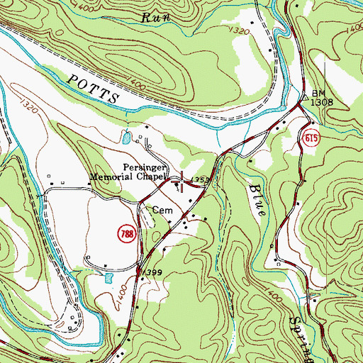 Topographic Map of Persinger Memorial Chapel, VA