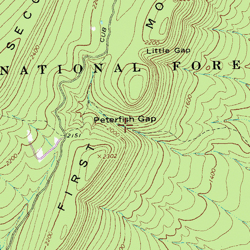 Topographic Map of Peterfish Gap, VA