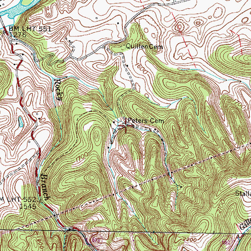 Topographic Map of Peters Cemetery, VA