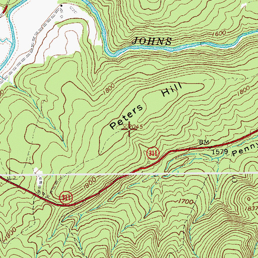 Topographic Map of Peters Hill, VA