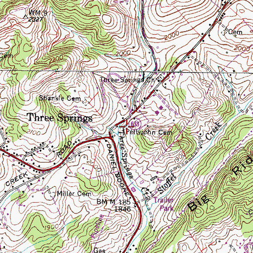 Topographic Map of Pettyjohn Cemetery, VA