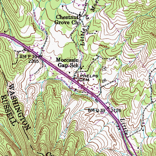 Topographic Map of Phelps Cemetery, VA