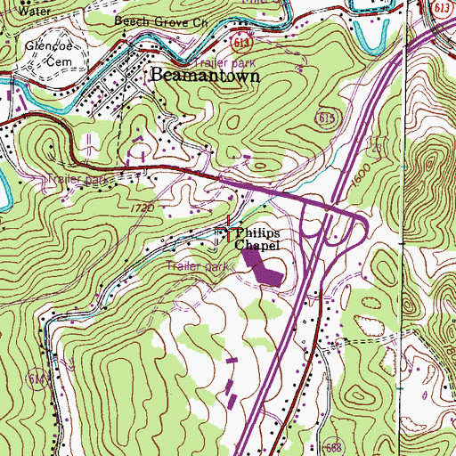 Topographic Map of Philips Chapel, VA