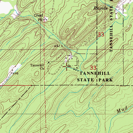 Topographic Map of Tannehill Mill (historical), AL