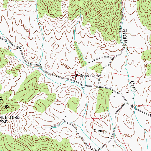 Topographic Map of Phipps Cemetery, VA
