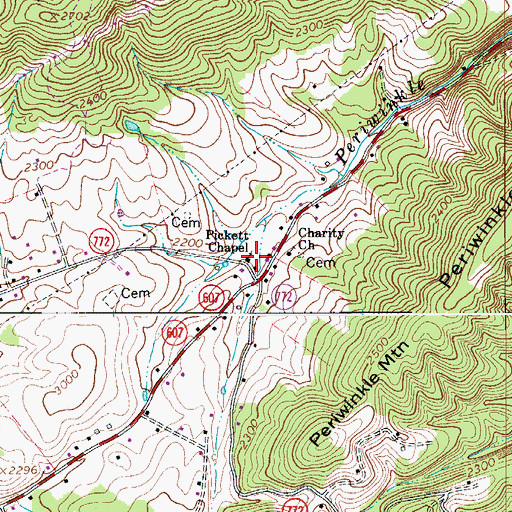 Topographic Map of Pickett Chapel, VA