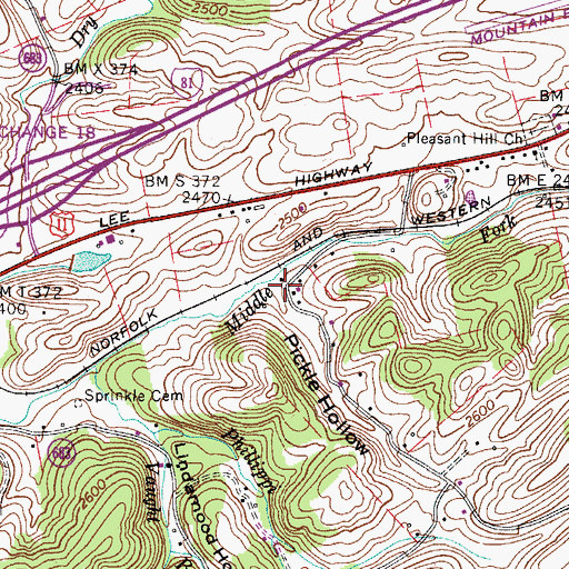 Topographic Map of Pickle Hollow, VA