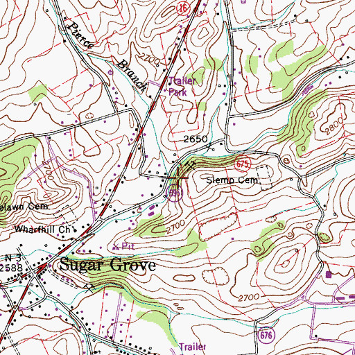 Topographic Map of Pierce Branch, VA