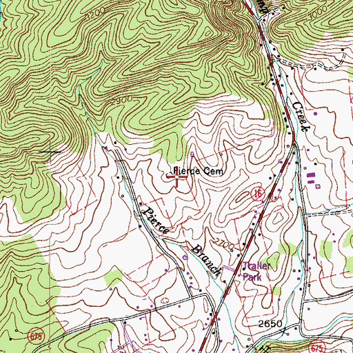 Topographic Map of Pierce Cemetery, VA