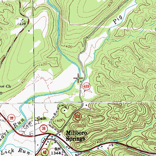Topographic Map of Pig Run, VA