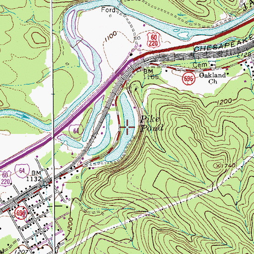 Topographic Map of Pike Pond, VA