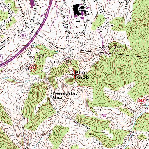 Topographic Map of Pilot Knob, VA