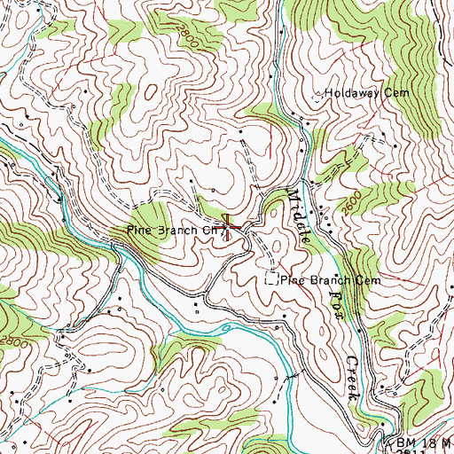 Topographic Map of Pine Branch Church, VA
