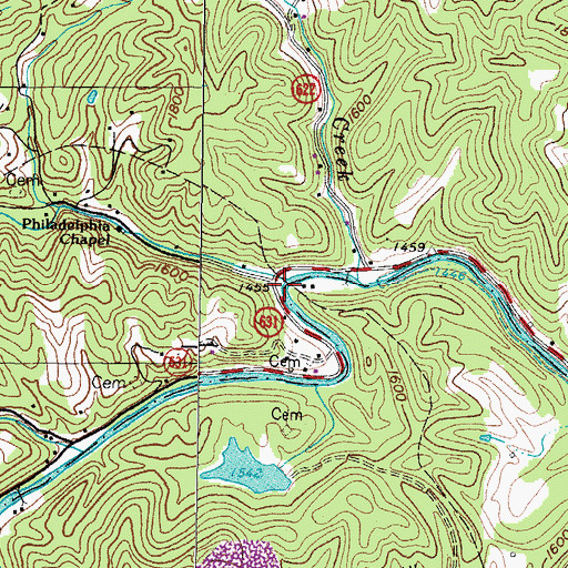 Topographic Map of Pine Creek, VA
