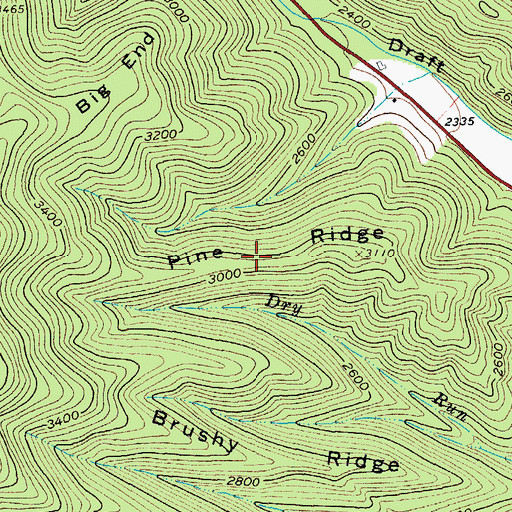 Topographic Map of Pine Ridge, VA