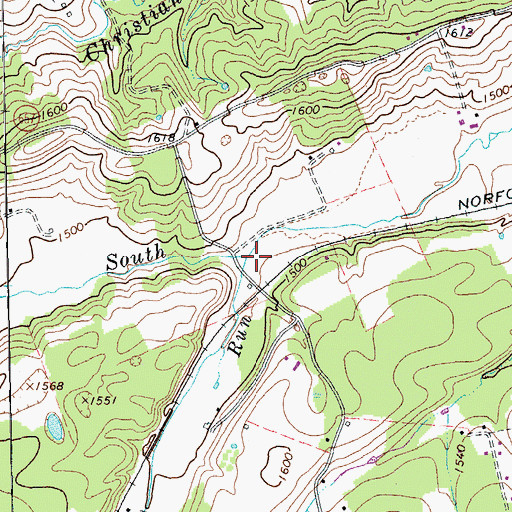 Topographic Map of Pine Run, VA