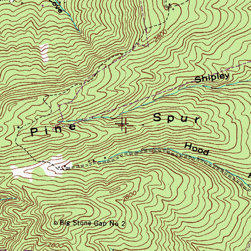 Topographic Map of Pine Spur, VA