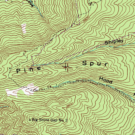 Topographic Map of Pine Spur, VA