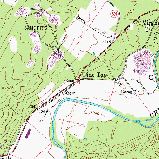 Topographic Map of Pine Top, VA