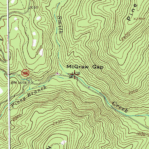 Topographic Map of Piney Branch, VA