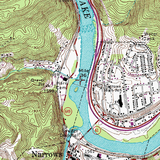 Topographic Map of Piney Creek, VA