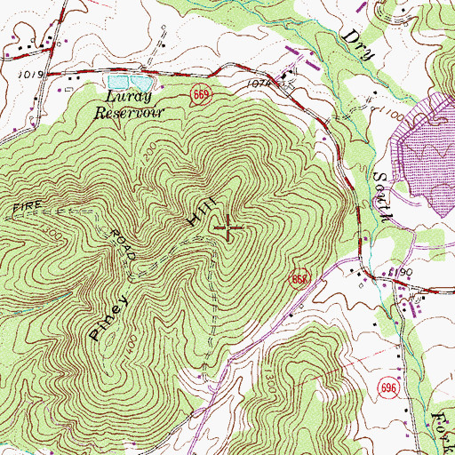 Topographic Map of Piney Hill, VA