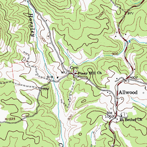 Topographic Map of Piney Hill Baptist Church, VA