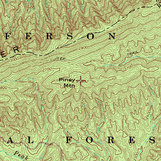 Topographic Map of Piney Mountain, VA