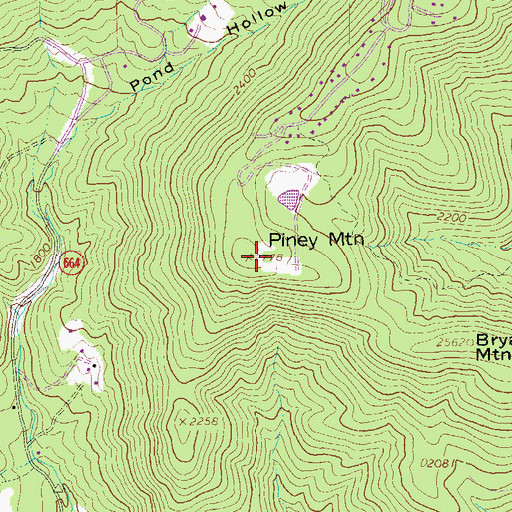Topographic Map of Piney Mountain, VA