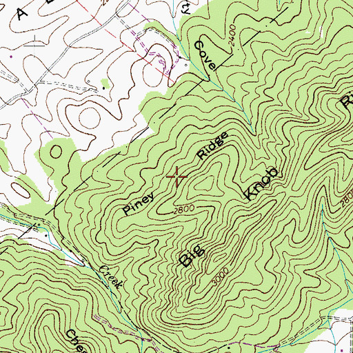 Topographic Map of Piney Ridge, VA