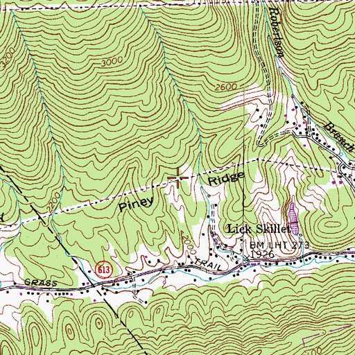 Topographic Map of Piney Ridge, VA