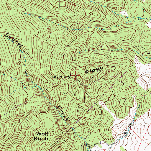 Topographic Map of Piney Ridge, VA