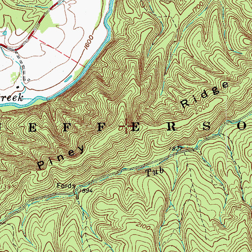 Topographic Map of Piney Ridge, VA