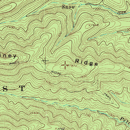 Topographic Map of Piney Ridge, VA
